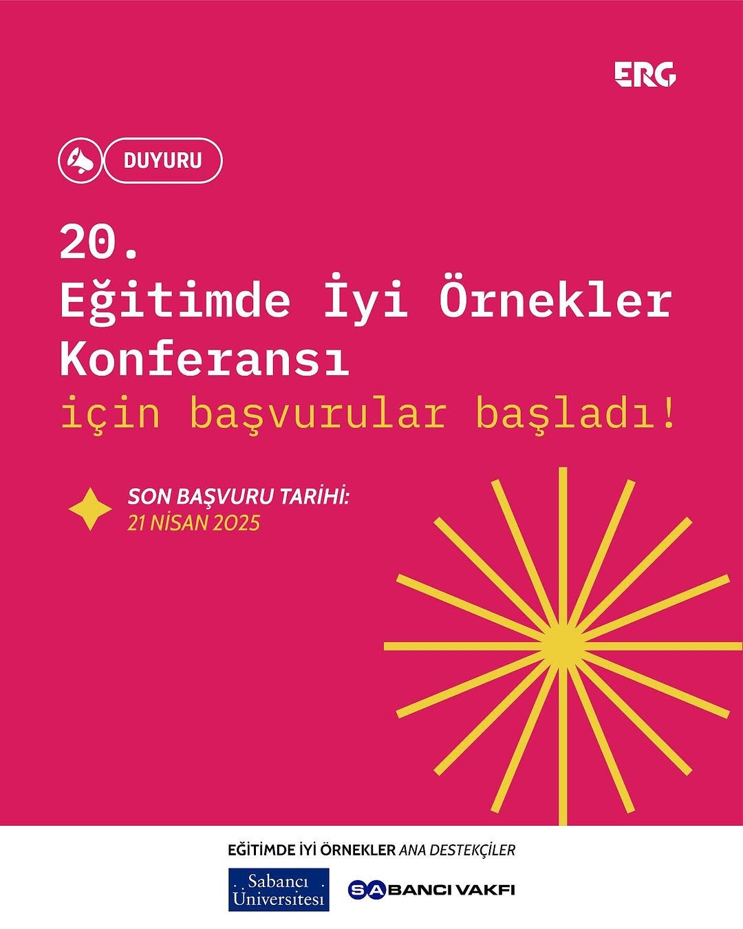 20. Eğitimde İyi Örnekler Konferansı Başvuruları Başladı