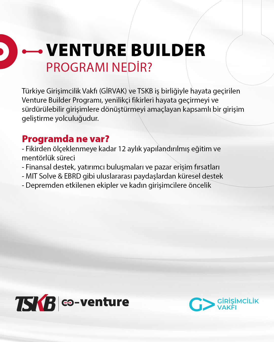TSKB Co-Venture Programının Fikir Aşamasındaki Girişimcilere Yönelik İlk Başvuru Dönemi Başladı!