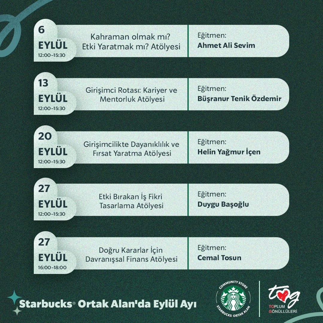 Starbucks Ortak Alan’da Eylül Ayı'nda Girişkenlik Atölyeleriyle Buluşuyoruz