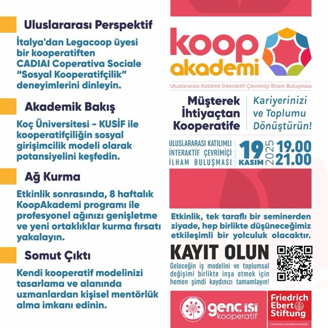 “Müşterek İhtiyaçtan Kooperatife – Hepimizin Ortak Hikâyesi” Uluslararası Katılımlı, Etkileşimli, Çevrimiçi İlham Buluşması